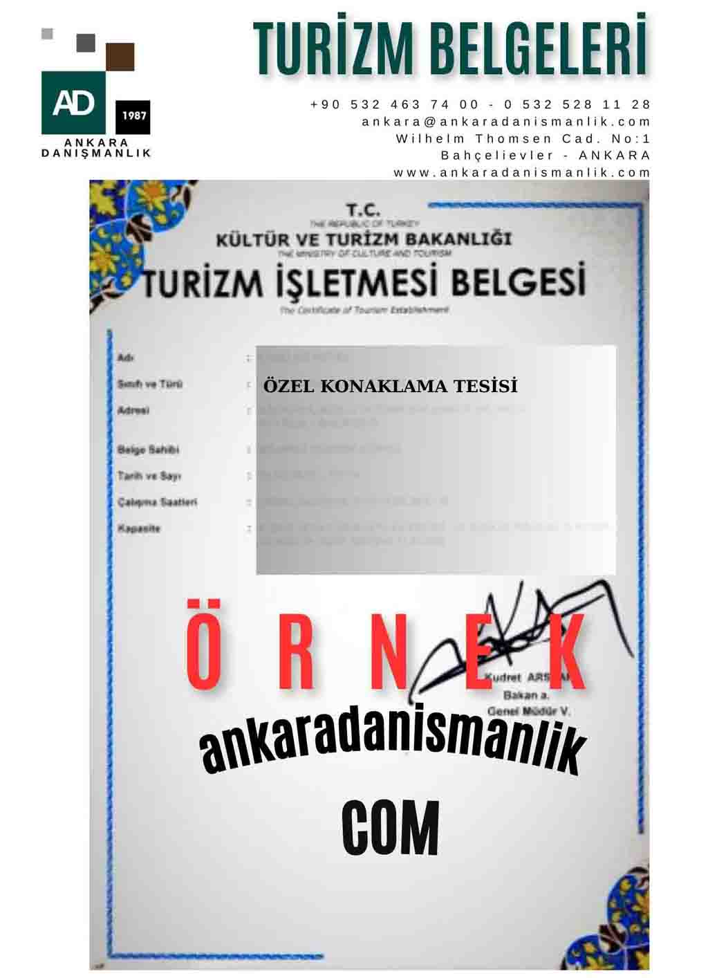 Özel Konaklama Tesisi Turizm Belgesi 2025 Örnek Özel Konaklama Tesisi Turizm Belgesi 2025 Örnek