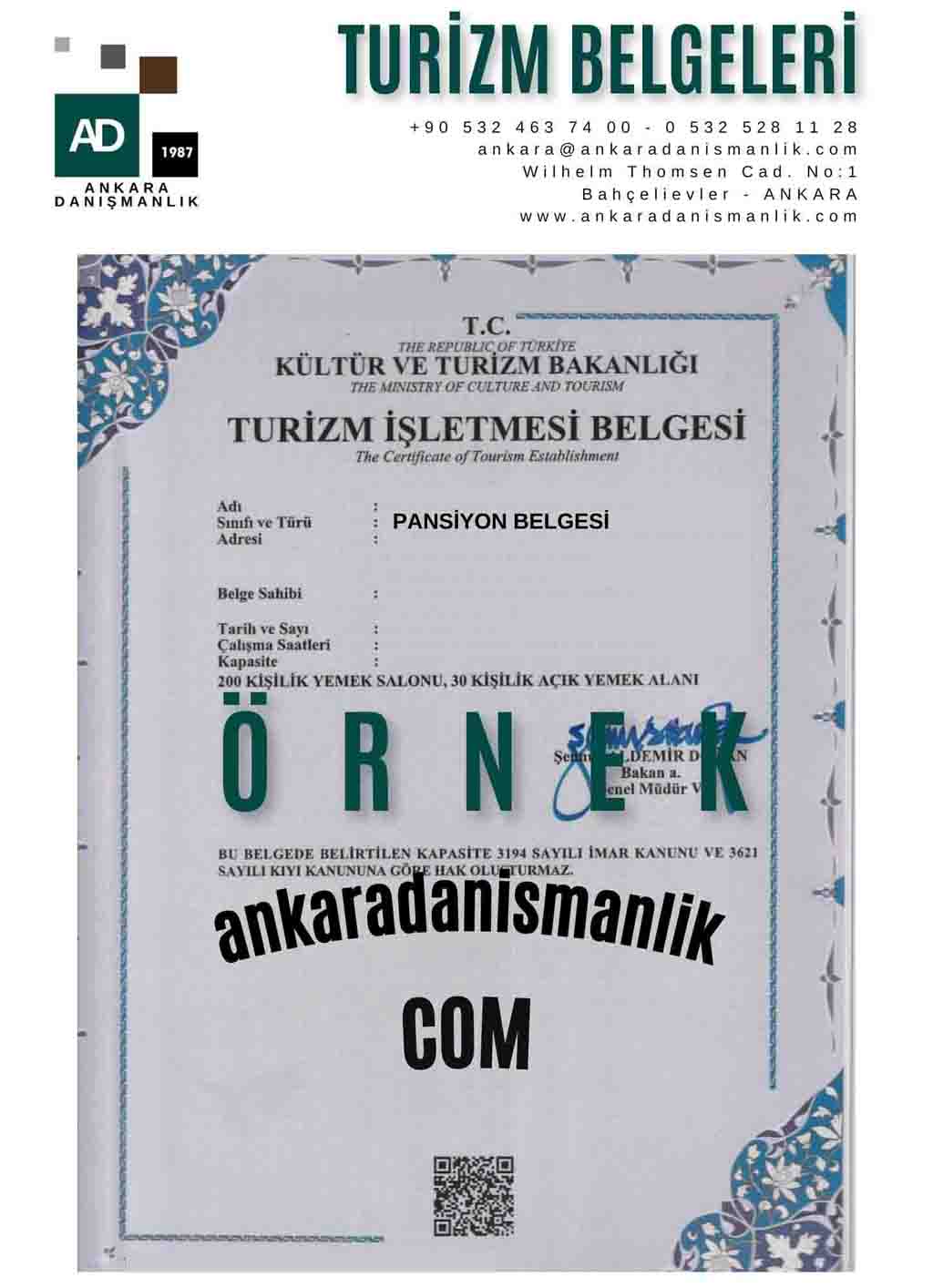Pansiyon Turizm Belgesi 2025 Örnek Pansiyon Turizm Belgesi 2025 Örnek